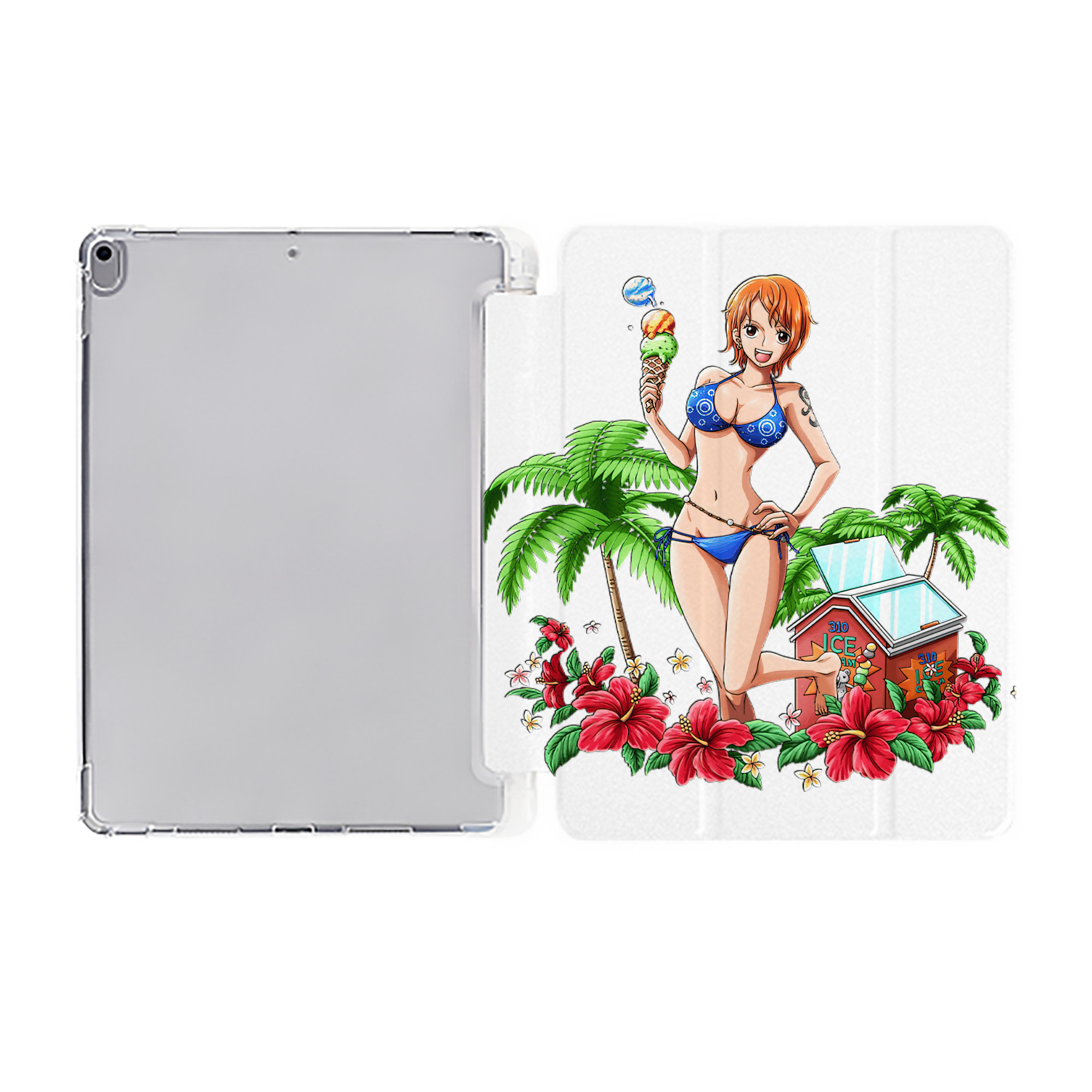 （画像用） ワンピース ナミ ONE PIECE Nami IPad ケース ペン収納付き 三つ折りスタンド PUレザー×シリコン 対応機種9.5/10.5/10.9インチ